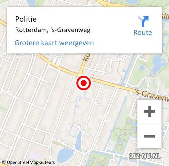 Locatie op kaart van de 112 melding: Politie Rotterdam, 's-Gravenweg op 26 september 2021 10:36