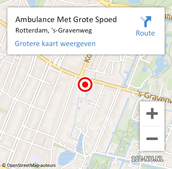 Locatie op kaart van de 112 melding: Ambulance Met Grote Spoed Naar Rotterdam, 's-Gravenweg op 26 september 2021 10:36