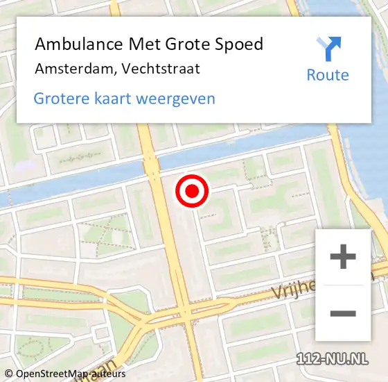 Locatie op kaart van de 112 melding: Ambulance Met Grote Spoed Naar Amsterdam, Vechtstraat op 26 september 2021 10:41