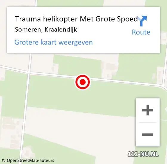 Locatie op kaart van de 112 melding: Trauma helikopter Met Grote Spoed Naar Someren, Kraaiendijk op 26 september 2021 10:43
