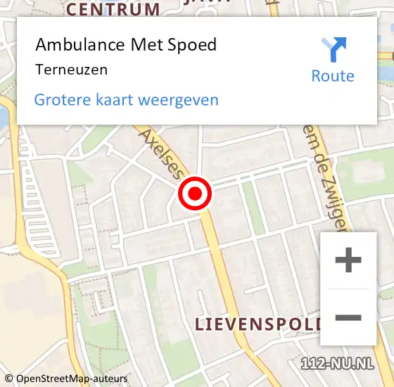 Locatie op kaart van de 112 melding: Ambulance Met Spoed Naar Terneuzen op 26 september 2021 10:45