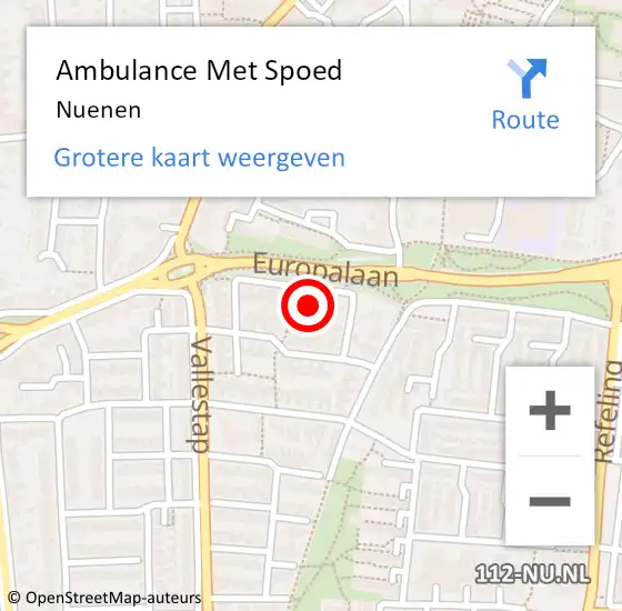 Locatie op kaart van de 112 melding: Ambulance Met Spoed Naar Nuenen op 26 september 2021 10:46