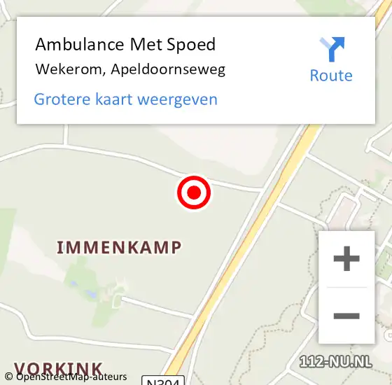 Locatie op kaart van de 112 melding: Ambulance Met Spoed Naar Wekerom, Apeldoornseweg op 26 september 2021 10:46