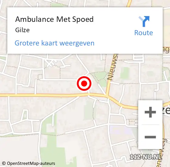 Locatie op kaart van de 112 melding: Ambulance Met Spoed Naar Gilze op 26 september 2021 10:48