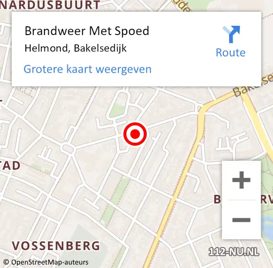 Locatie op kaart van de 112 melding: Brandweer Met Spoed Naar Helmond, Bakelsedijk op 26 september 2021 10:50