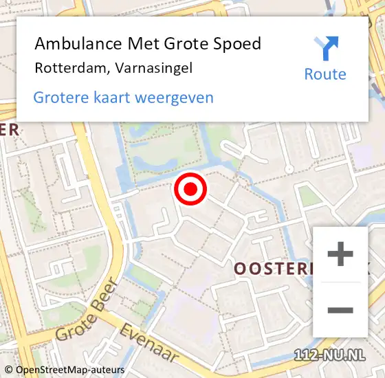 Locatie op kaart van de 112 melding: Ambulance Met Grote Spoed Naar Rotterdam, Varnasingel op 26 september 2021 10:51