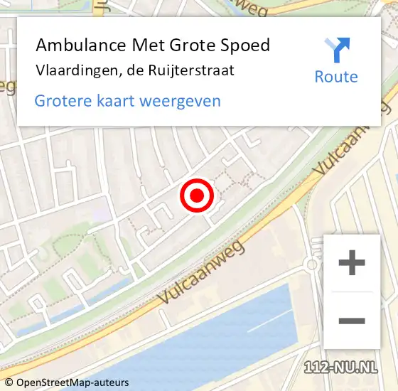Locatie op kaart van de 112 melding: Ambulance Met Grote Spoed Naar Vlaardingen, de Ruijterstraat op 26 september 2021 10:51
