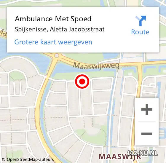 Locatie op kaart van de 112 melding: Ambulance Met Spoed Naar Spijkenisse, Aletta Jacobsstraat op 26 september 2021 10:52