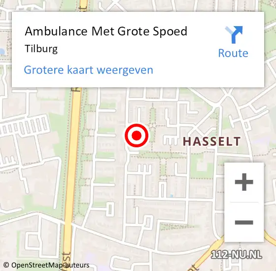 Locatie op kaart van de 112 melding: Ambulance Met Grote Spoed Naar Tilburg op 26 september 2021 10:53