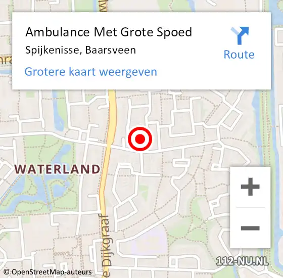 Locatie op kaart van de 112 melding: Ambulance Met Grote Spoed Naar Spijkenisse, Baarsveen op 26 september 2021 10:54