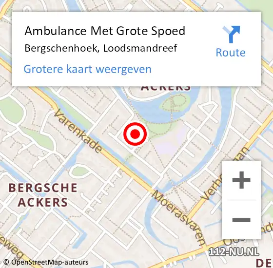 Locatie op kaart van de 112 melding: Ambulance Met Grote Spoed Naar Bergschenhoek, Loodsmandreef op 26 september 2021 10:58