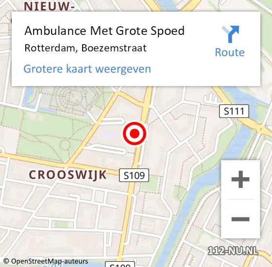 Locatie op kaart van de 112 melding: Ambulance Met Grote Spoed Naar Rotterdam, Boezemstraat op 26 september 2021 11:01