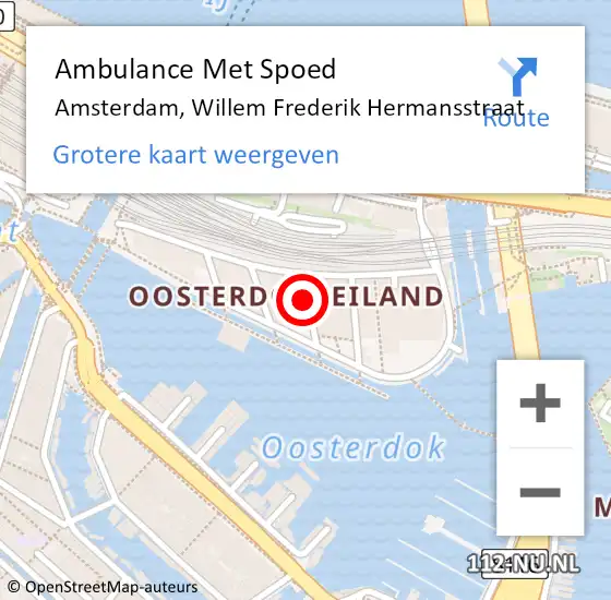 Locatie op kaart van de 112 melding: Ambulance Met Spoed Naar Amsterdam, Willem Frederik Hermansstraat op 26 september 2021 11:02