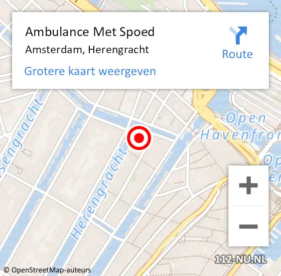 Locatie op kaart van de 112 melding: Ambulance Met Spoed Naar Amsterdam, Herengracht op 26 september 2021 11:05