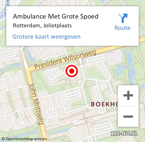 Locatie op kaart van de 112 melding: Ambulance Met Grote Spoed Naar Rotterdam, Joliotplaats op 26 september 2021 11:06