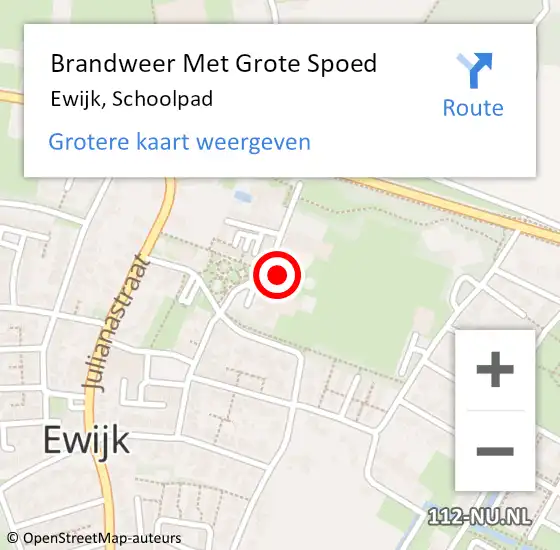 Locatie op kaart van de 112 melding: Brandweer Met Grote Spoed Naar Ewijk, Schoolpad op 24 juni 2014 07:49