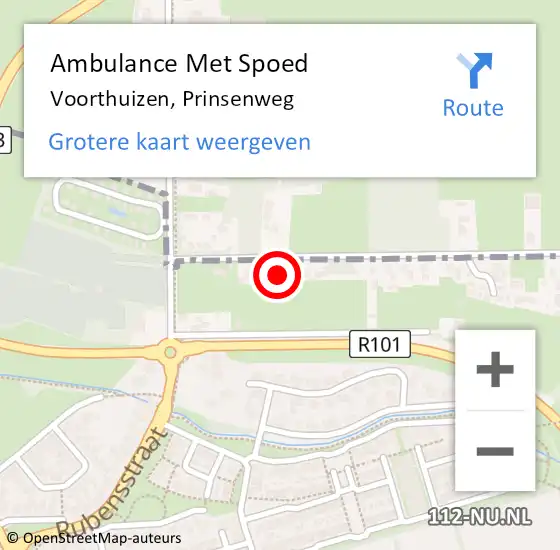 Locatie op kaart van de 112 melding: Ambulance Met Spoed Naar Voorthuizen, Prinsenweg op 26 september 2021 11:23