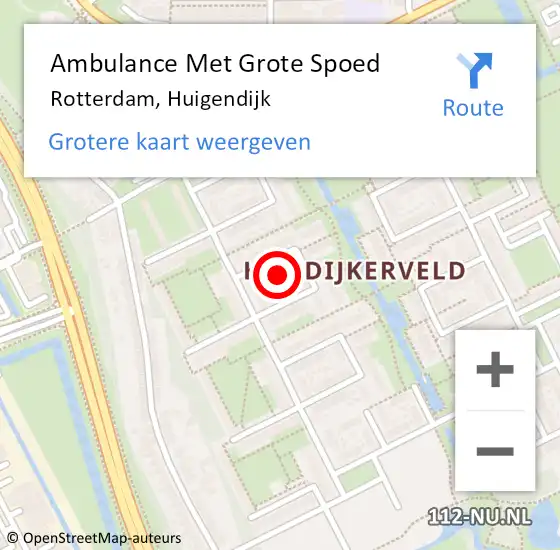 Locatie op kaart van de 112 melding: Ambulance Met Grote Spoed Naar Rotterdam, Huigendijk op 26 september 2021 11:29