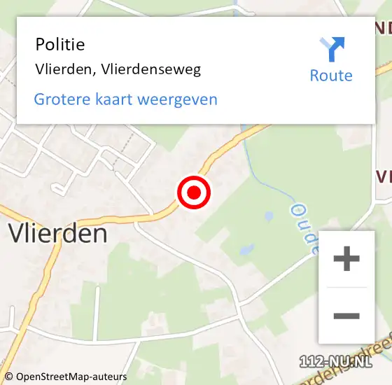 Locatie op kaart van de 112 melding: Politie Vlierden, Vlierdenseweg op 26 september 2021 11:30