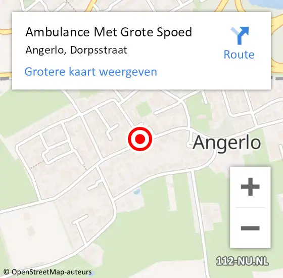 Locatie op kaart van de 112 melding: Ambulance Met Grote Spoed Naar Angerlo, Dorpsstraat op 26 september 2021 11:35