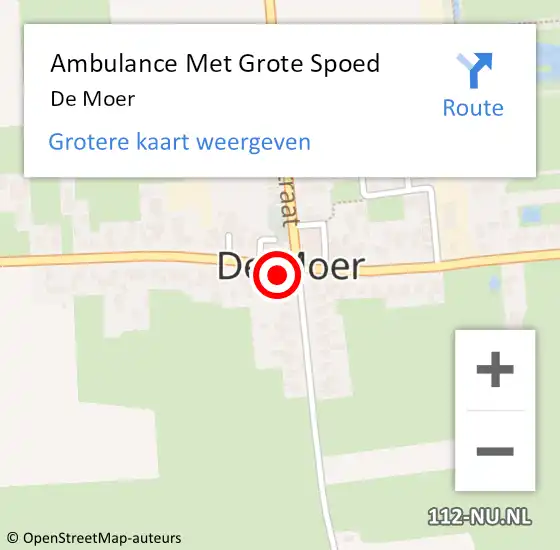 Locatie op kaart van de 112 melding: Ambulance Met Grote Spoed Naar De Moer op 26 september 2021 11:43