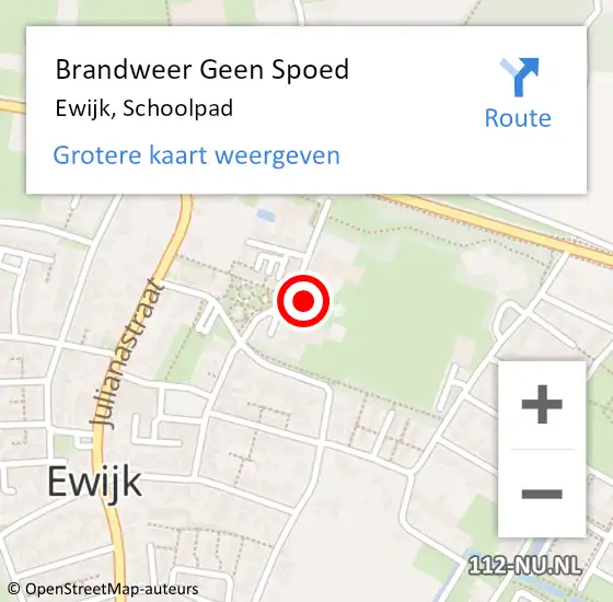 Locatie op kaart van de 112 melding: Brandweer Geen Spoed Naar Ewijk, Schoolpad op 24 juni 2014 07:51