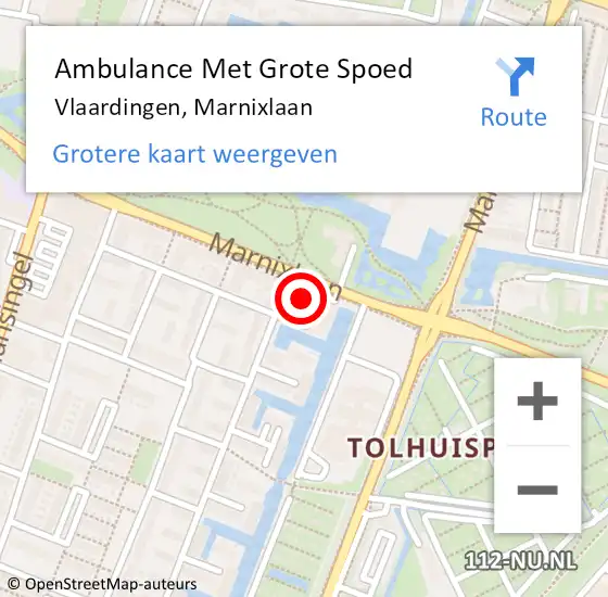 Locatie op kaart van de 112 melding: Ambulance Met Grote Spoed Naar Vlaardingen, Marnixlaan op 26 september 2021 11:43
