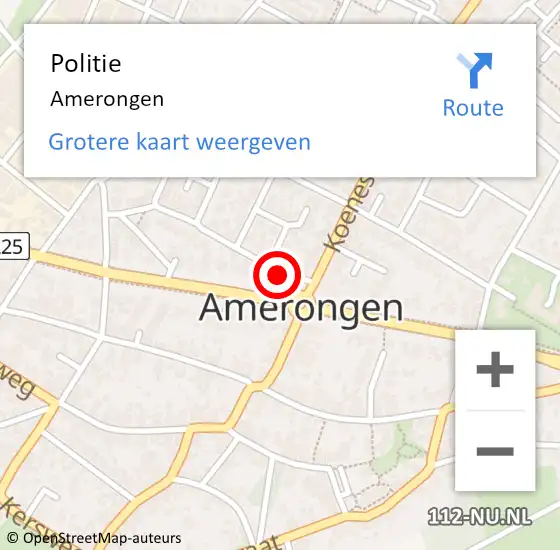 Locatie op kaart van de 112 melding: Politie Amerongen op 26 september 2021 11:45