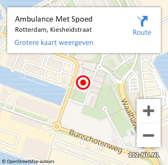 Locatie op kaart van de 112 melding: Ambulance Met Spoed Naar Rotterdam, Kiesheidstraat op 26 september 2021 11:47