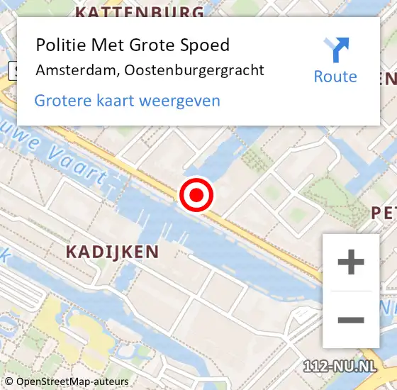 Locatie op kaart van de 112 melding: Politie Met Grote Spoed Naar Amsterdam, Oostenburgergracht op 26 september 2021 11:51