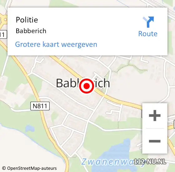 Locatie op kaart van de 112 melding: Politie Babberich op 26 september 2021 11:52