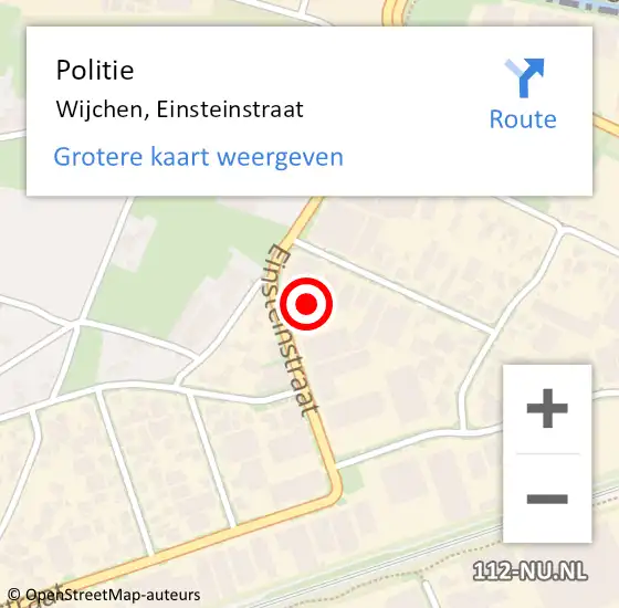 Locatie op kaart van de 112 melding: Politie Wijchen, Einsteinstraat op 26 september 2021 12:08