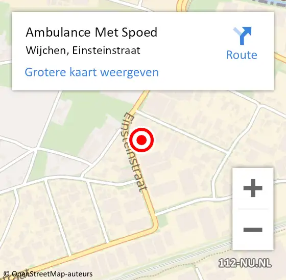 Locatie op kaart van de 112 melding: Ambulance Met Spoed Naar Wijchen, Einsteinstraat op 26 september 2021 12:08