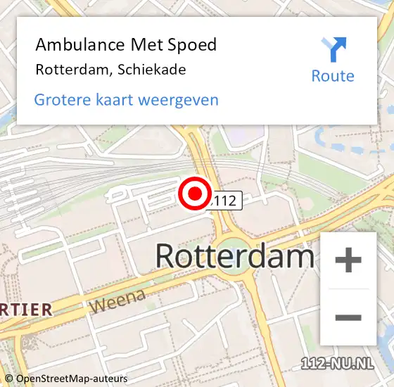 Locatie op kaart van de 112 melding: Ambulance Met Spoed Naar Rotterdam, Schiekade op 26 september 2021 12:22