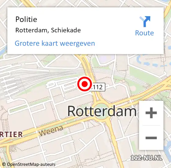 Locatie op kaart van de 112 melding: Politie Rotterdam, Schiekade op 26 september 2021 12:22