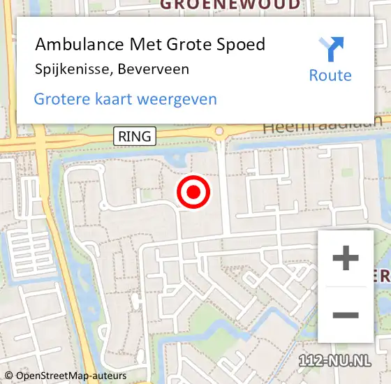 Locatie op kaart van de 112 melding: Ambulance Met Grote Spoed Naar Spijkenisse, Beverveen op 26 september 2021 12:24