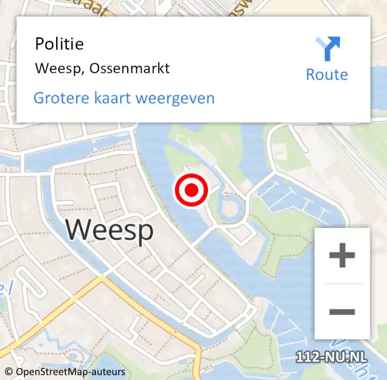 Locatie op kaart van de 112 melding: Politie Weesp, Ossenmarkt op 26 september 2021 12:24