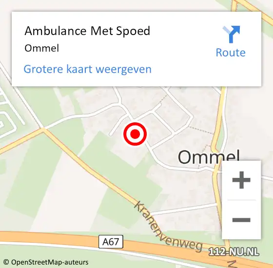 Locatie op kaart van de 112 melding: Ambulance Met Spoed Naar Ommel op 26 september 2021 12:24