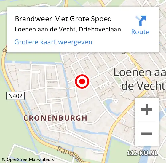 Locatie op kaart van de 112 melding: Brandweer Met Grote Spoed Naar Loenen aan de Vecht, Driehovenlaan op 26 september 2021 12:25