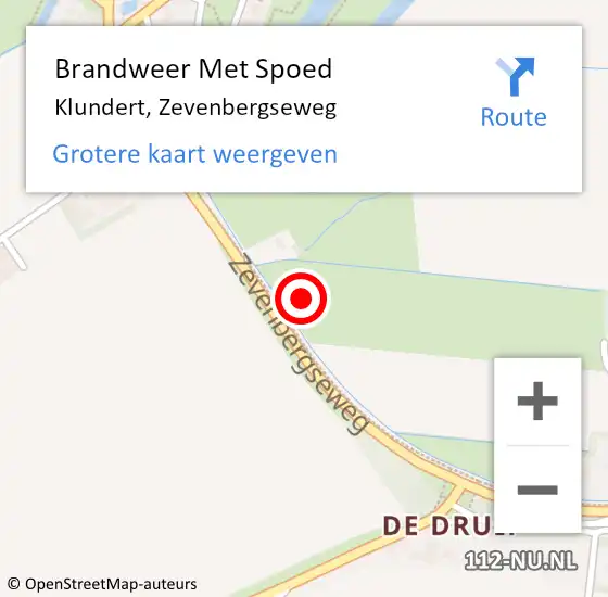 Locatie op kaart van de 112 melding: Brandweer Met Spoed Naar Klundert, Zevenbergseweg op 26 september 2021 12:25