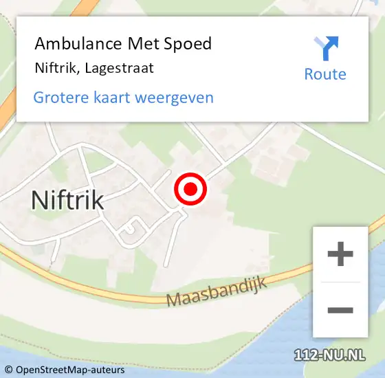 Locatie op kaart van de 112 melding: Ambulance Met Spoed Naar Niftrik, Lagestraat op 26 september 2021 12:27