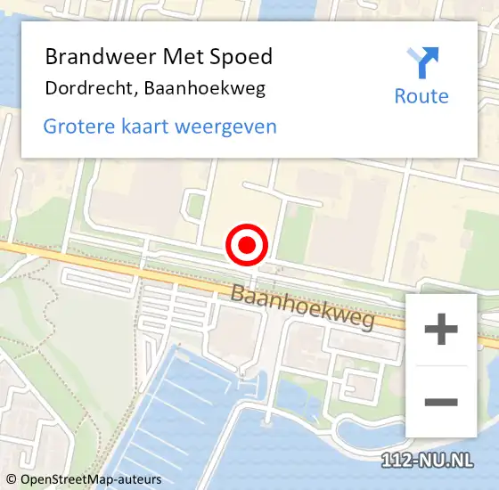 Locatie op kaart van de 112 melding: Brandweer Met Spoed Naar Dordrecht, Baanhoekweg op 26 september 2021 12:33
