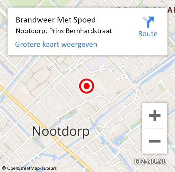Locatie op kaart van de 112 melding: Brandweer Met Spoed Naar Nootdorp, Prins Bernhardstraat op 26 september 2021 12:38