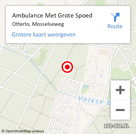 Locatie op kaart van de 112 melding: Ambulance Met Grote Spoed Naar Otterlo, Mosselseweg op 26 september 2021 12:42
