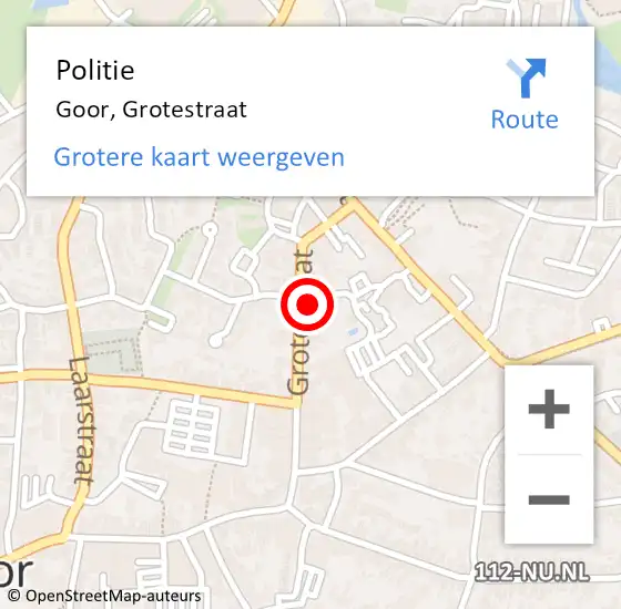 Locatie op kaart van de 112 melding: Politie Goor, Grotestraat op 26 september 2021 12:43