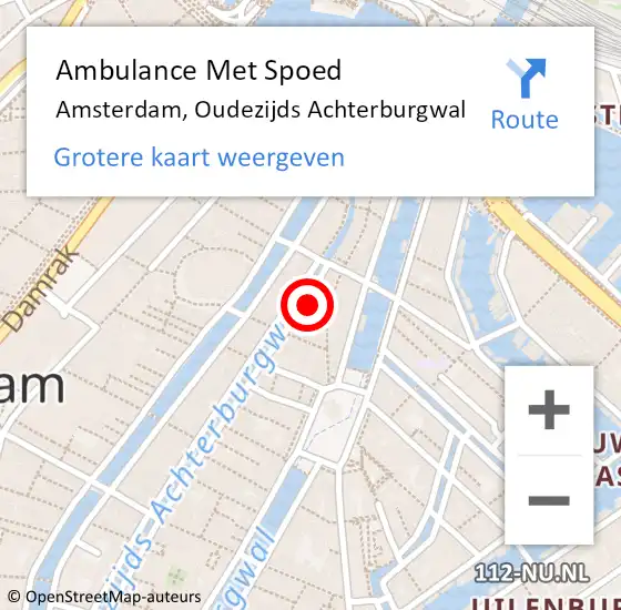 Locatie op kaart van de 112 melding: Ambulance Met Spoed Naar Amsterdam, Oudezijds Achterburgwal op 26 september 2021 12:45