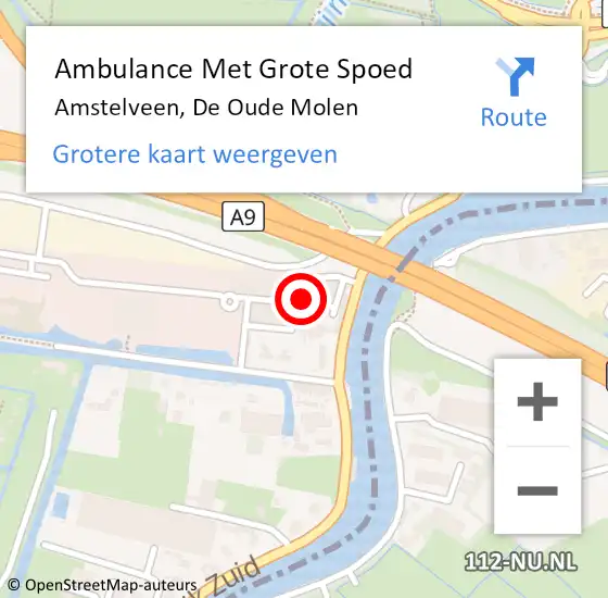 Locatie op kaart van de 112 melding: Ambulance Met Grote Spoed Naar Amstelveen, De Oude Molen op 26 september 2021 12:46