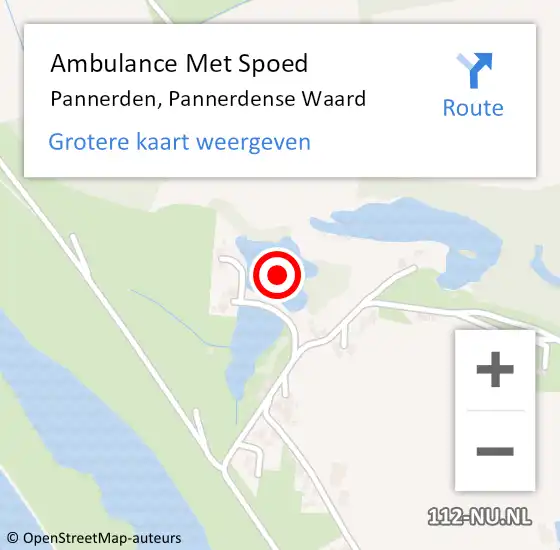 Locatie op kaart van de 112 melding: Ambulance Met Spoed Naar Pannerden, Pannerdense Waard op 26 september 2021 12:56