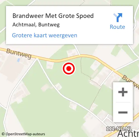 Locatie op kaart van de 112 melding: Brandweer Met Grote Spoed Naar Achtmaal, Buntweg op 26 september 2021 12:56