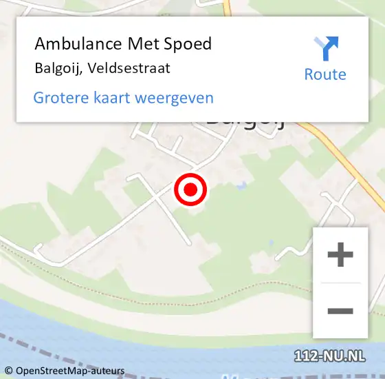 Locatie op kaart van de 112 melding: Ambulance Met Spoed Naar Balgoij, Veldsestraat op 26 september 2021 12:59